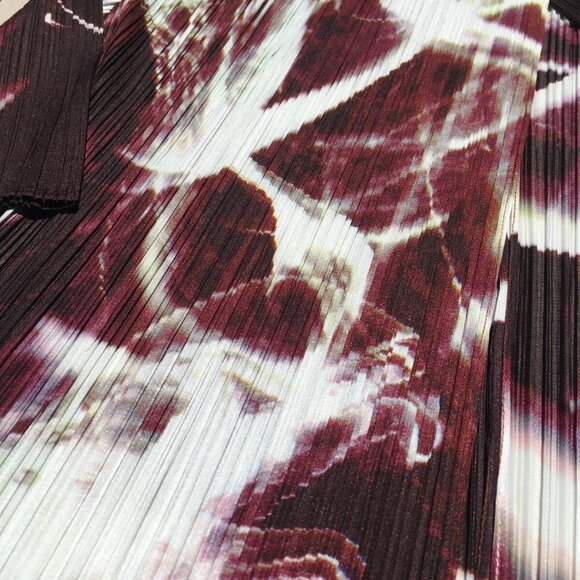 PLEATS PLEASE Issey Miyake Abstract 3/4 Cardigan Shirt Top Purple White Size 3 L - Picture 10 of 15